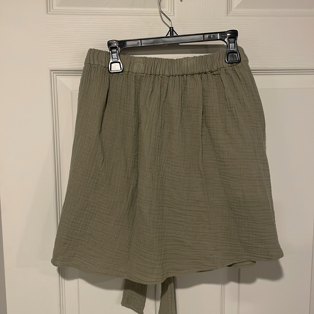 NWT Zara Olive Green Tie Front Mini Skirt Size M - Picture 3 of 6